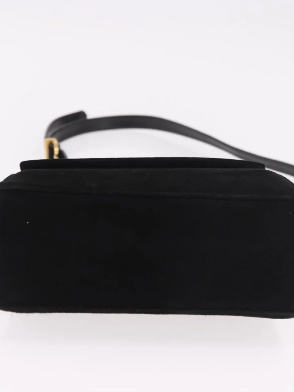 Salvatore Ferragamo Vara Ribbon Hand Bag Suede 2way Black Gold Auth BA13469